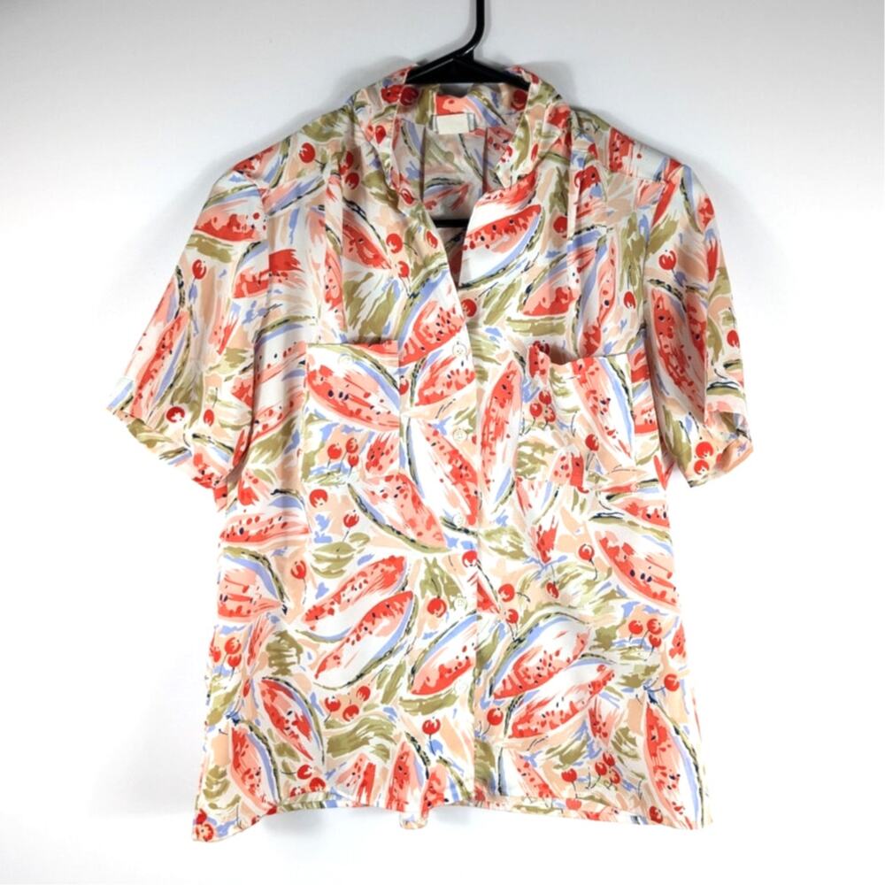 Levi Strauss 1970s Vintage L Womens Blouse Shirt Floral Print USA Made Top